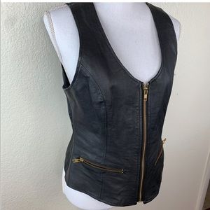 Tower hill Leather vest zippered